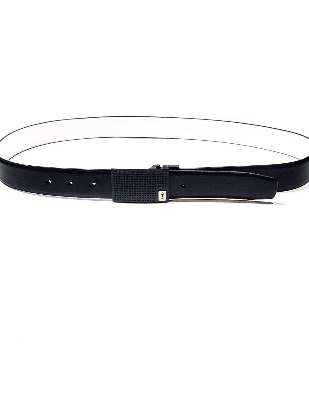 PGA Tour Mens Reversible Golf Belt White Black Imitation Leather Buckle PG06010N